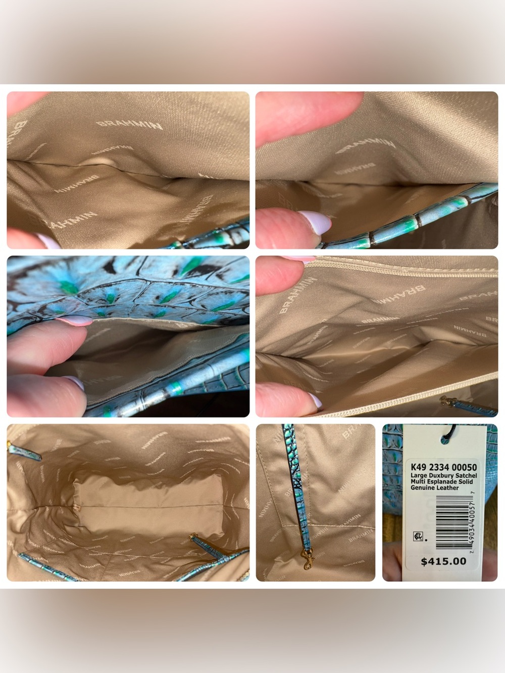 Brahmin NWT Lrg Duxbury - Multi Esplanade Solid - 3 Full Eyes - Metallic - Picture 10 of 16